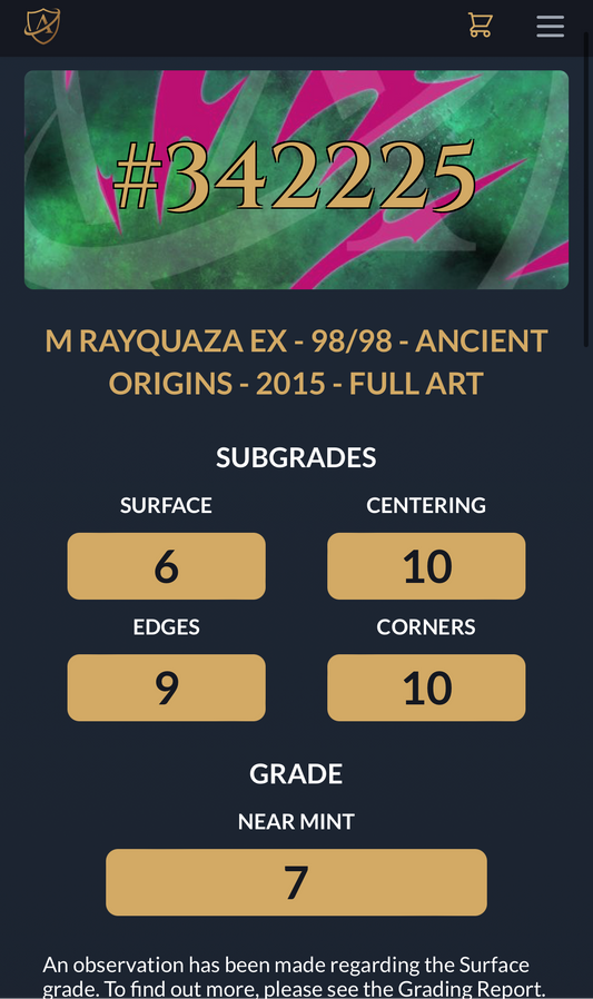 M Raquaza 98/98 - Near Mint - Grade 7